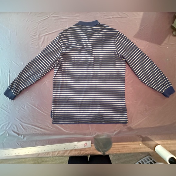 Polo Golf by Ralph Lauren Blue/Yellow Striped Polo Long Sleeve Shirt size Large - Picture 4 of 11